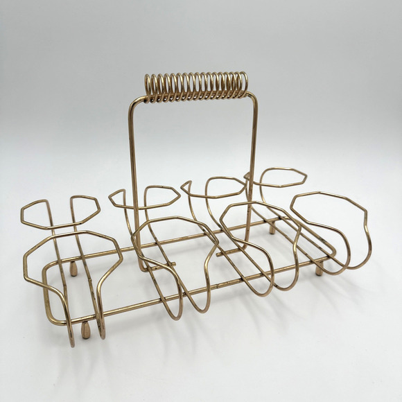 Mcm Vintage Gold Metal Beverage Serving Caddy - Picture 1 of 6